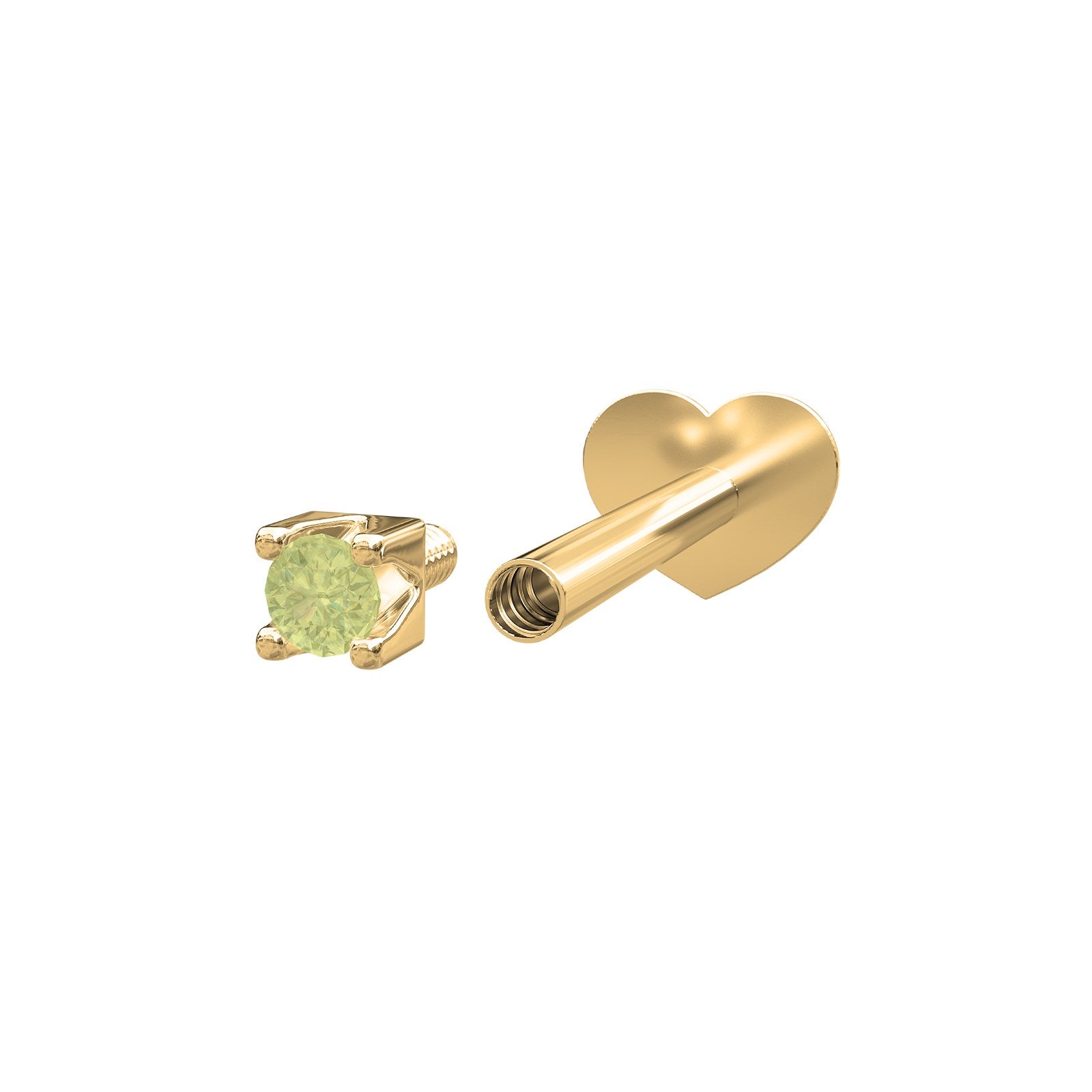 14k. Labret-piercing peridot PIERCE52