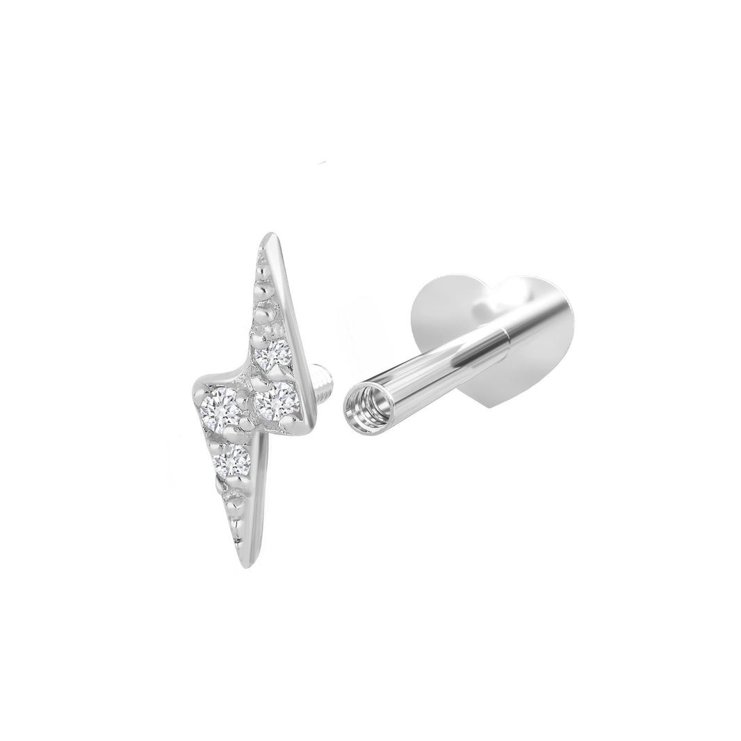 Rhd. Sil. Labret-piercing w CZ PIERCE52