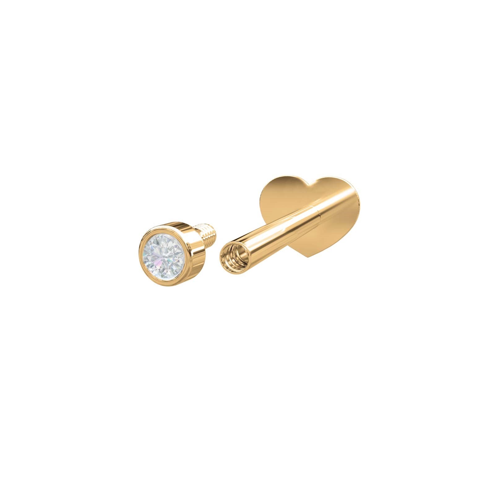 14kt. Labret 1 dia 0,03ct 2mm Rør PIERCE52 1stk