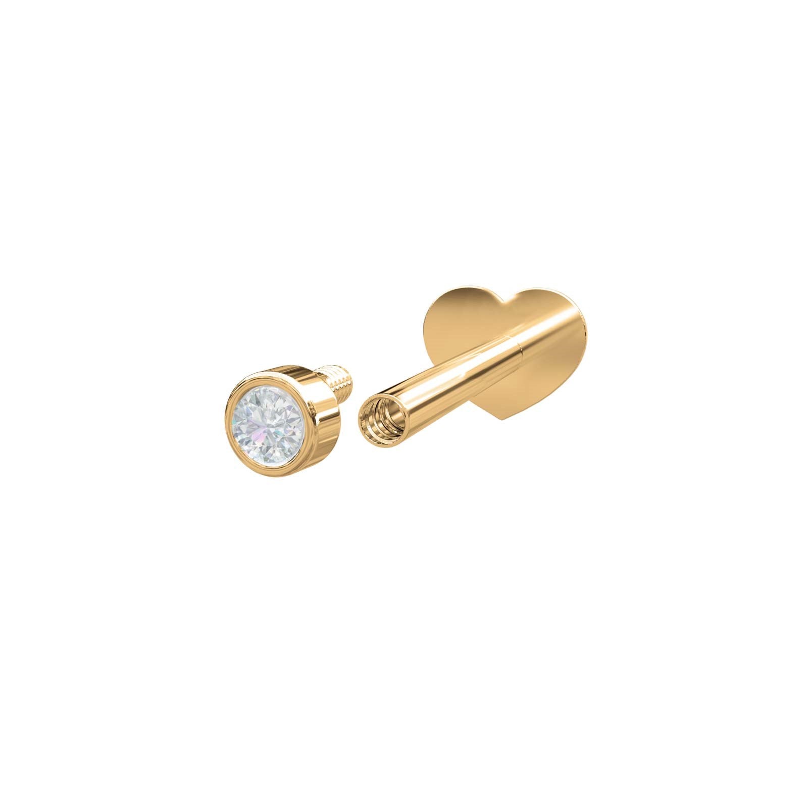 14kt. Labret 1 dia 0,06ct 2,5mm Rør PIERCE52 1stk