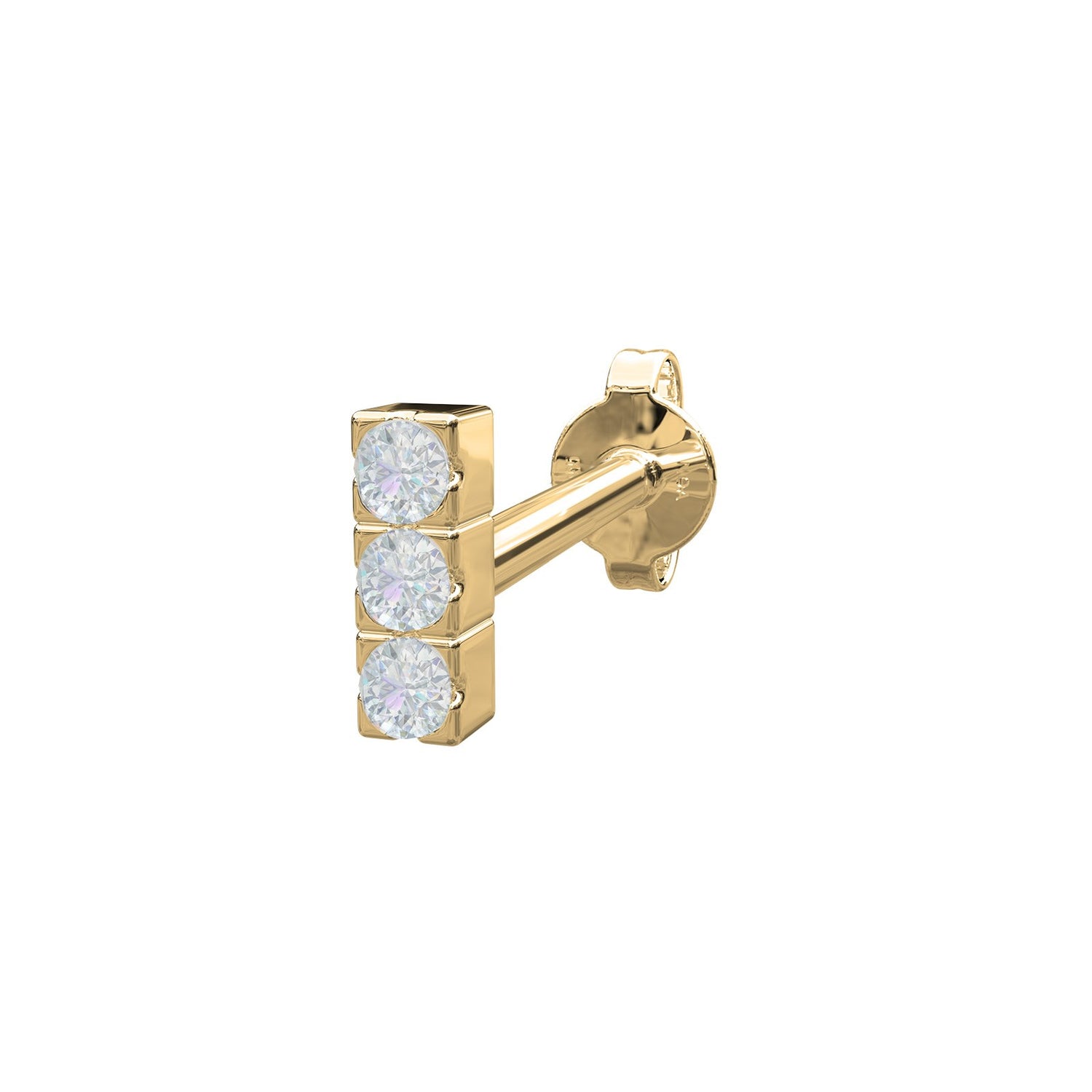 14kt. guldørestik m/3 dia 0,012ct  4,4mm PIERCE52