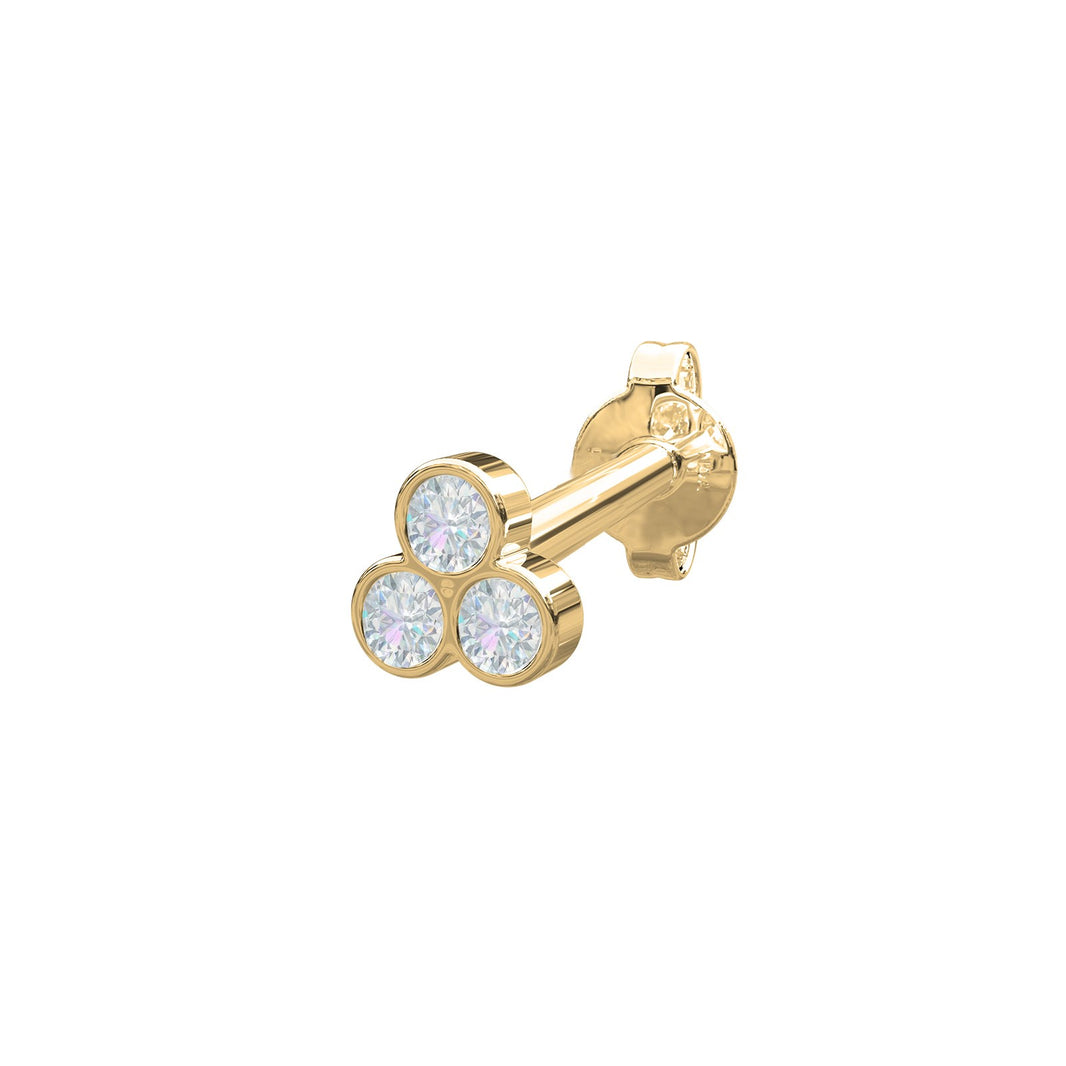 14k. goldearring w/3 dia. 0,04ct 3mm PIERCE52 1pc.
