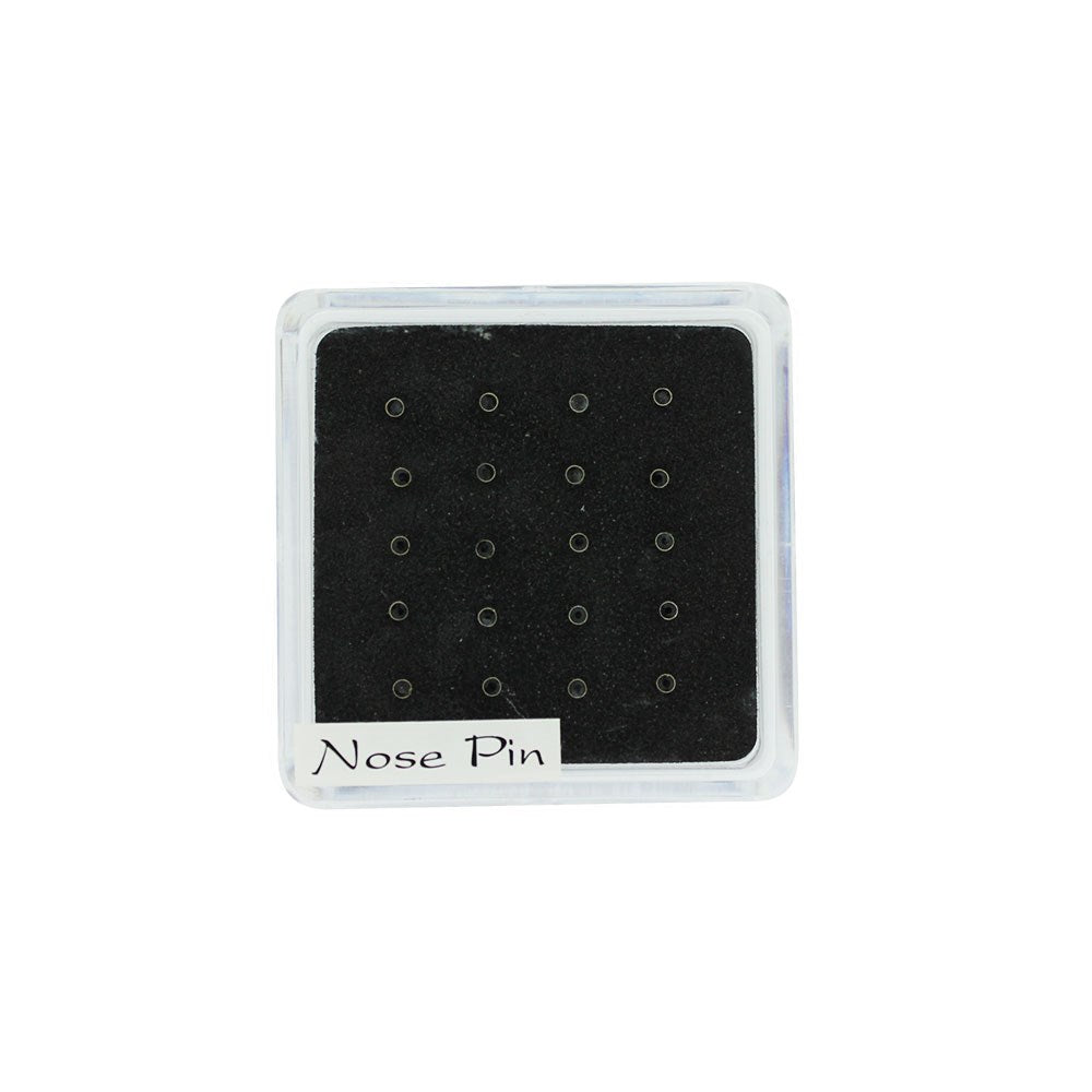 Sølv næse piercing, 2mm sort crystal 20 stk.