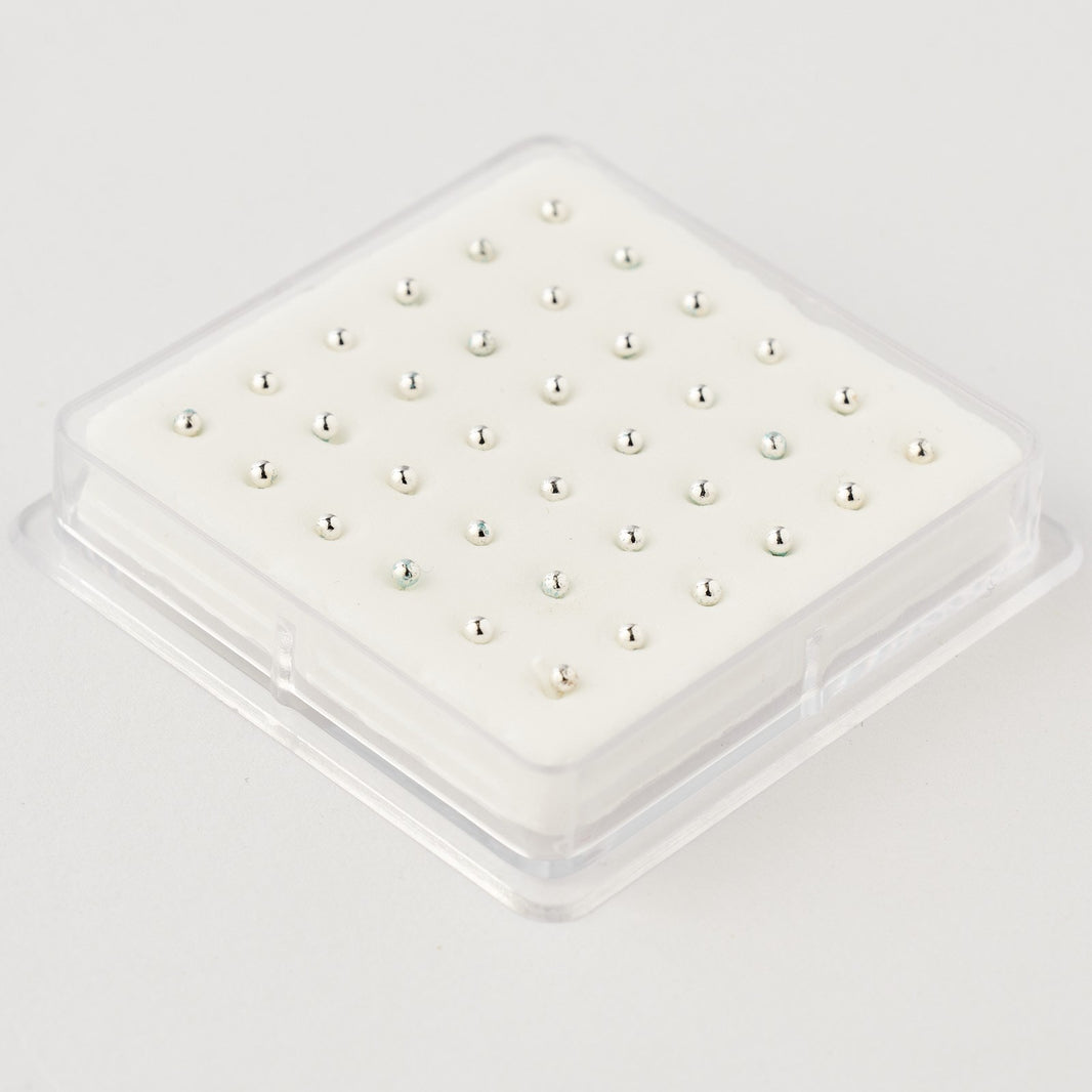 Nose pin silver 2mm ball 36pc