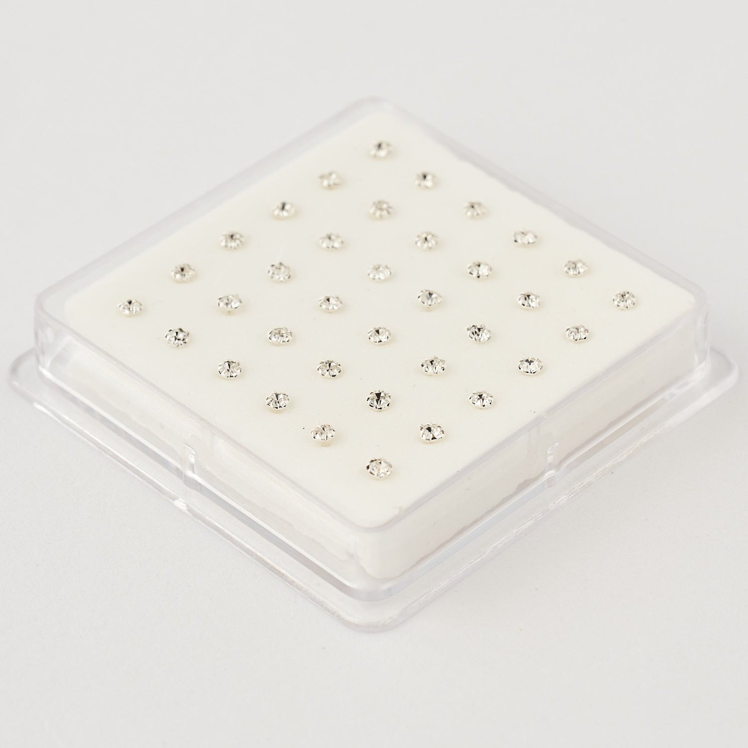 Nose pin silver 2,5mm crystal 36pc