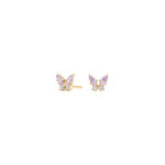 Titanium ear studs GP butterfly w. pink cz