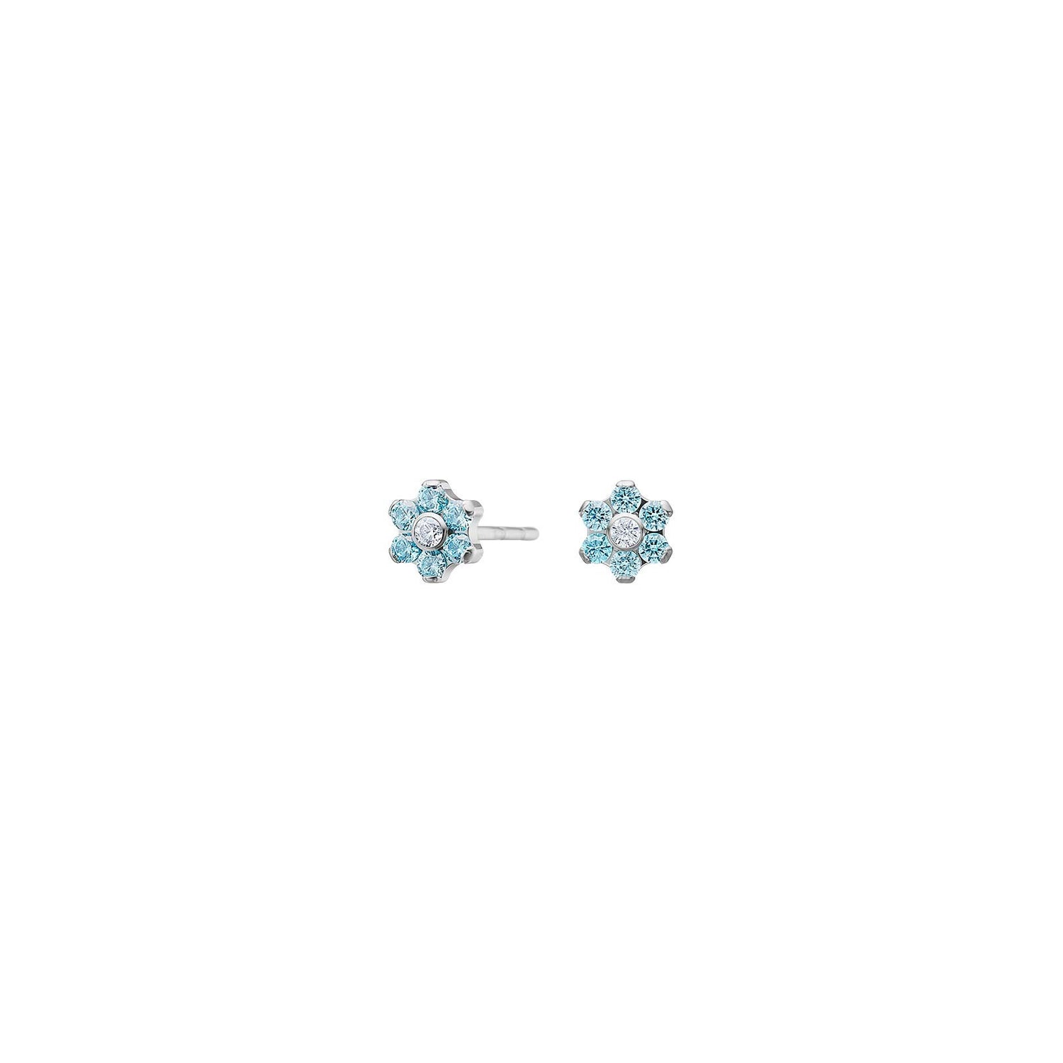 Titanium Ohrstecker Blume m. blau cz