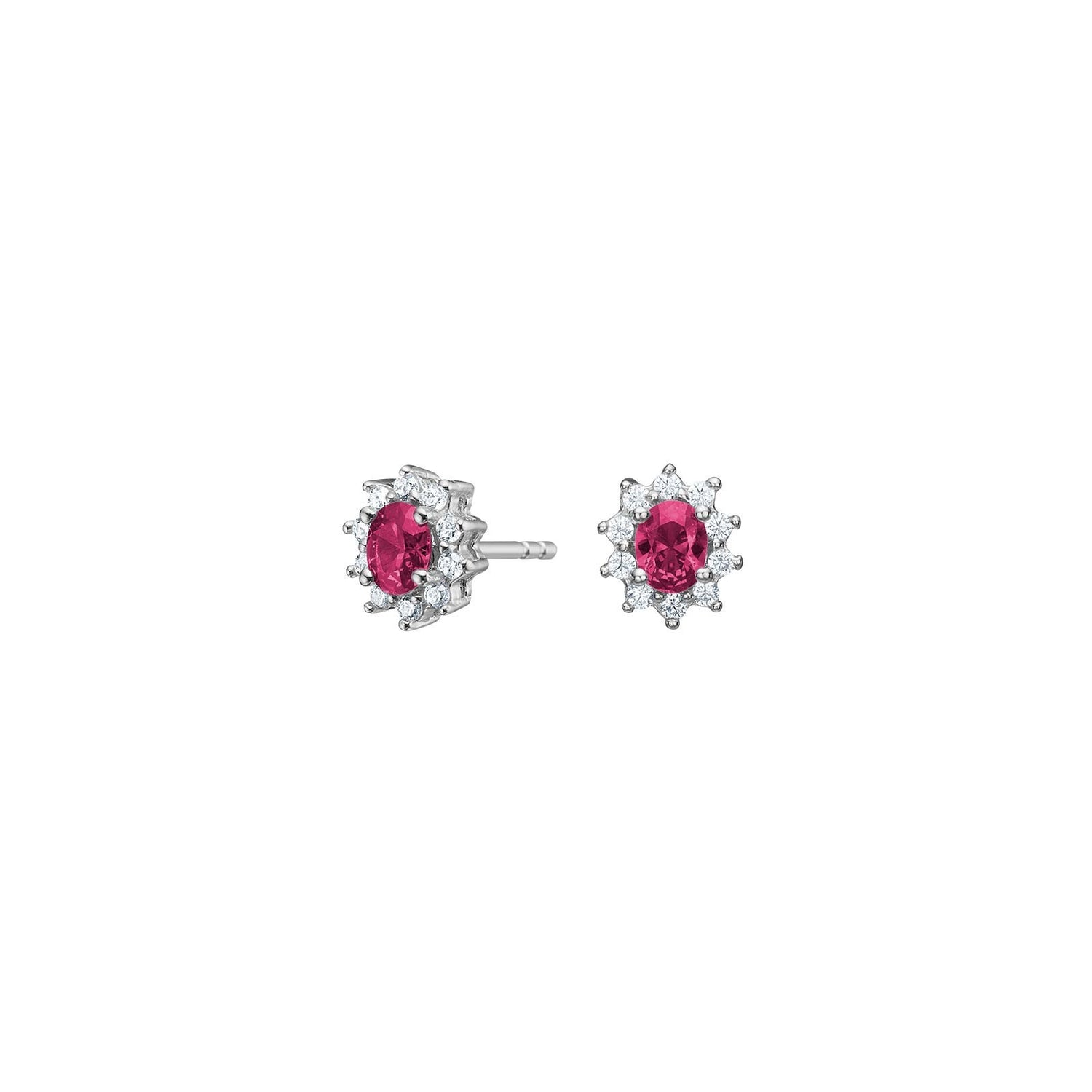 Silver ear studs with zirconia ruby
