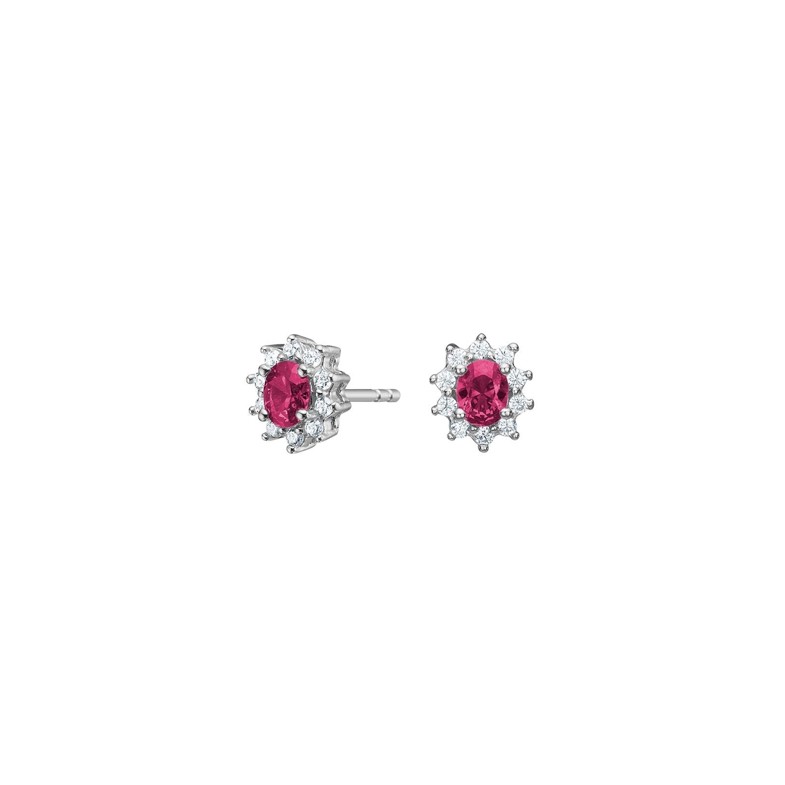 Silver ear studs with zirconia ruby
