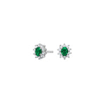 Silver ear studs with zirconia emerald