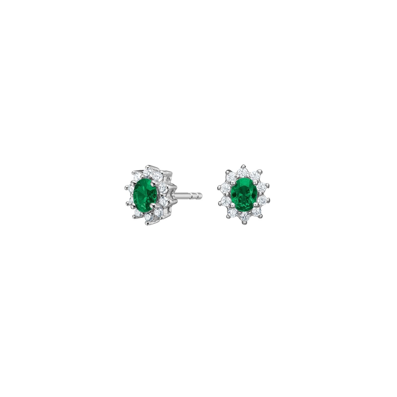 Silver ear studs with zirconia emerald