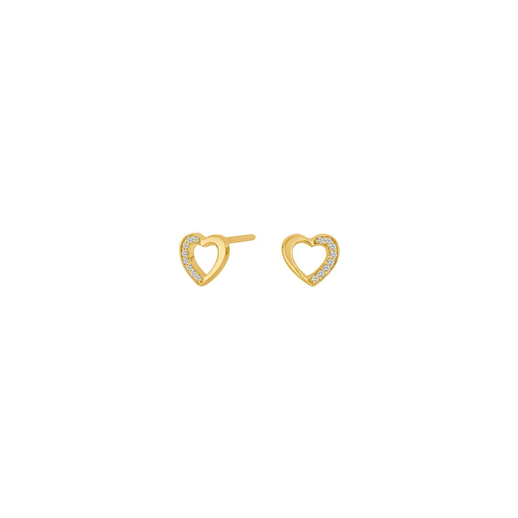 14ct. gold earrings hearts w. 0,04ct TW/SI
