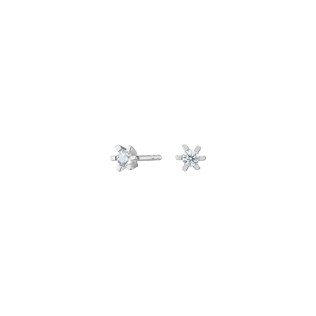 Rhod. silver earrings 6 claws with 3mm zirconia