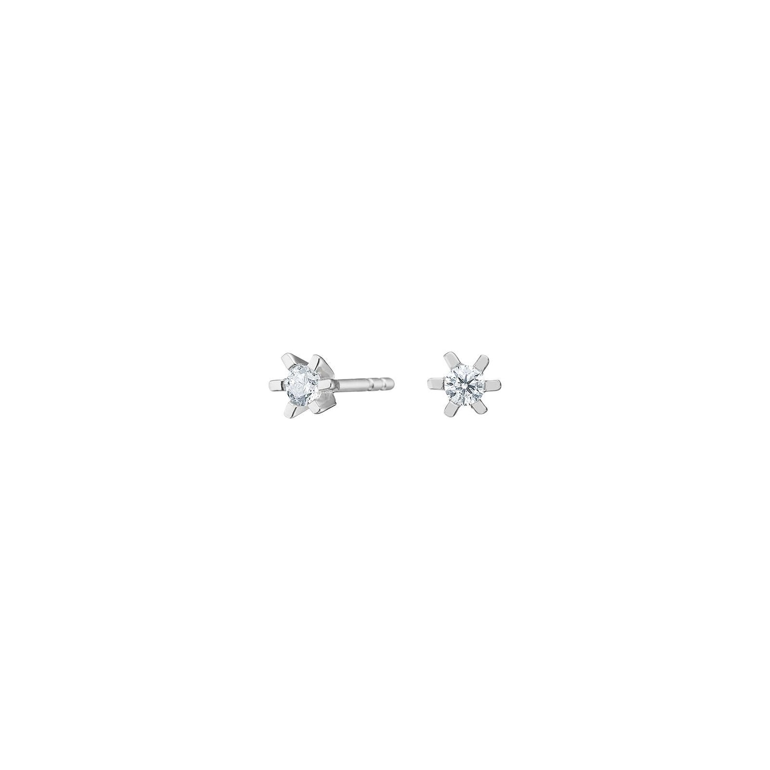 Rhod. Silber Ohrringe 6 Krappen mit 3mm Zirkonia
