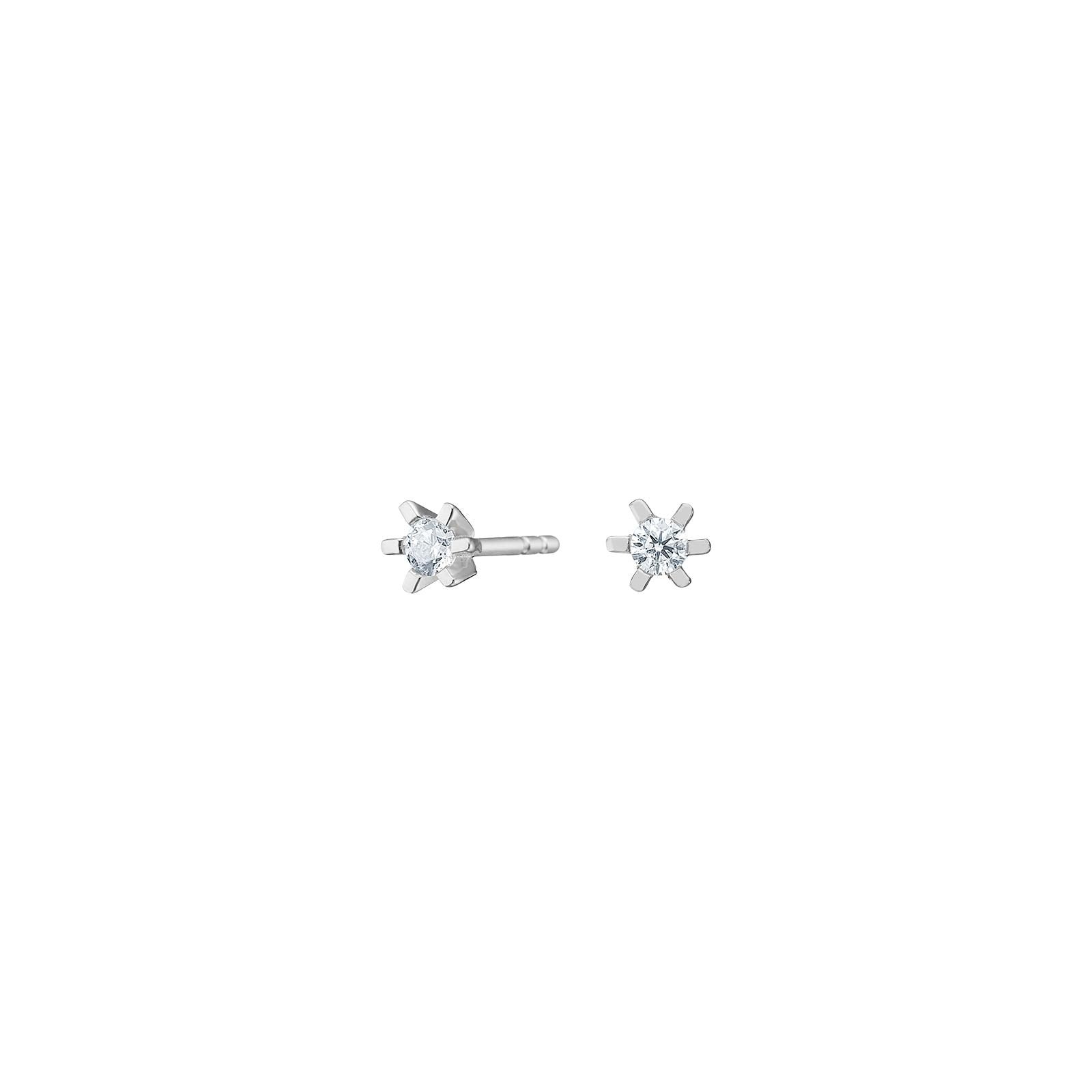 Rhod. silver earrings 6 claws with 3mm zirconia