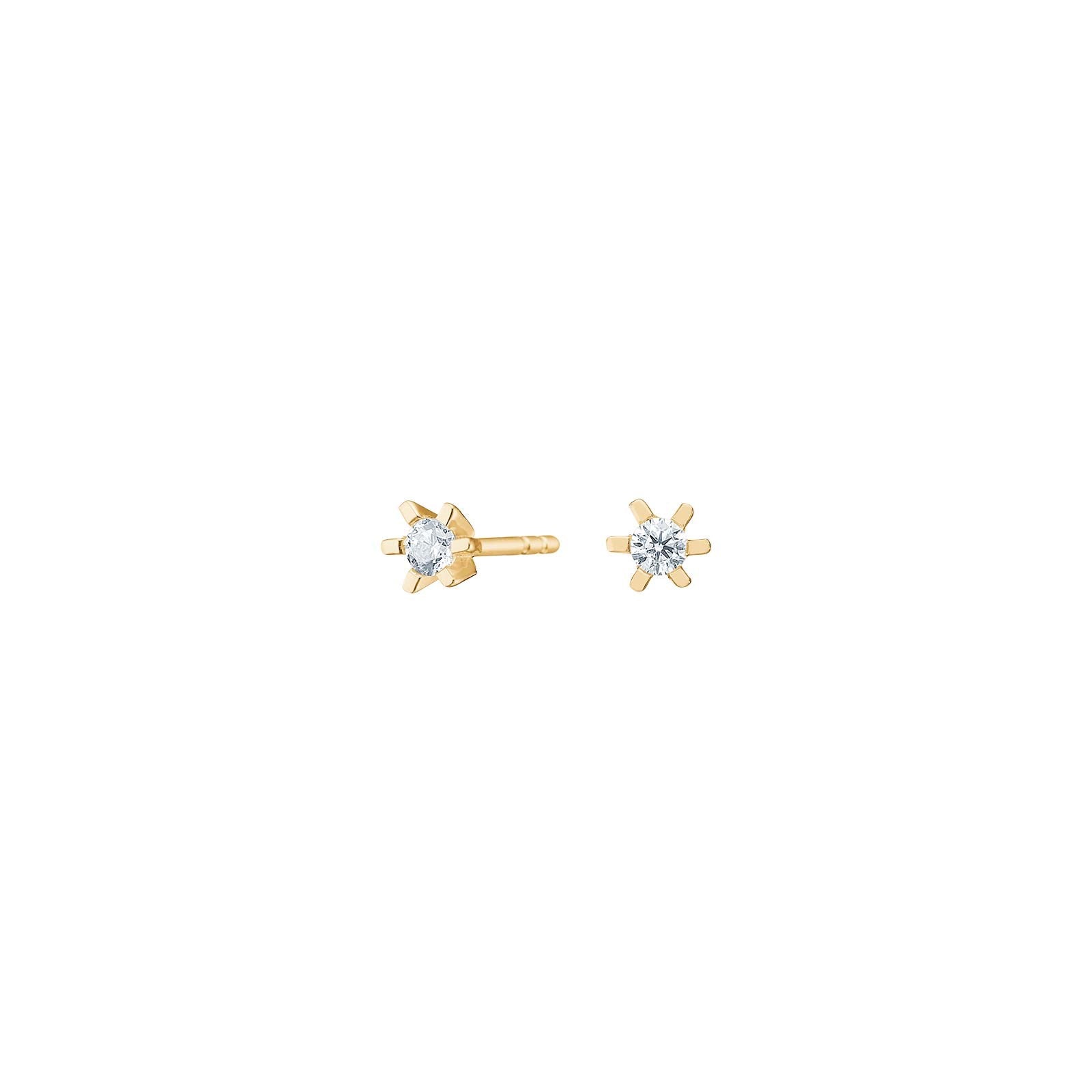 Gold-plated silver earrings 6 claws 3mm zirconia