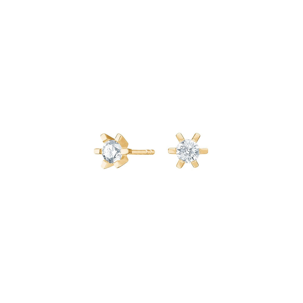 Gold-plated silver earrings 6 claws with 4,5mm cz.