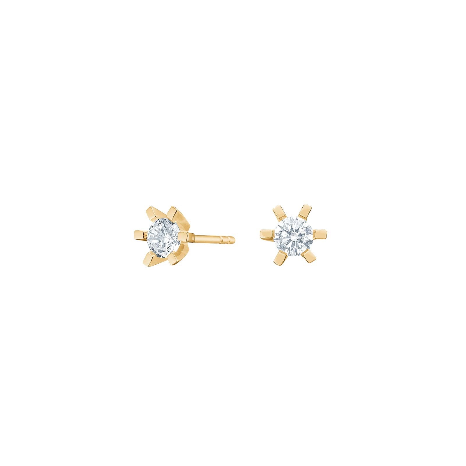 Gold-plated silver earrings 6 claws w. 5mm cz.