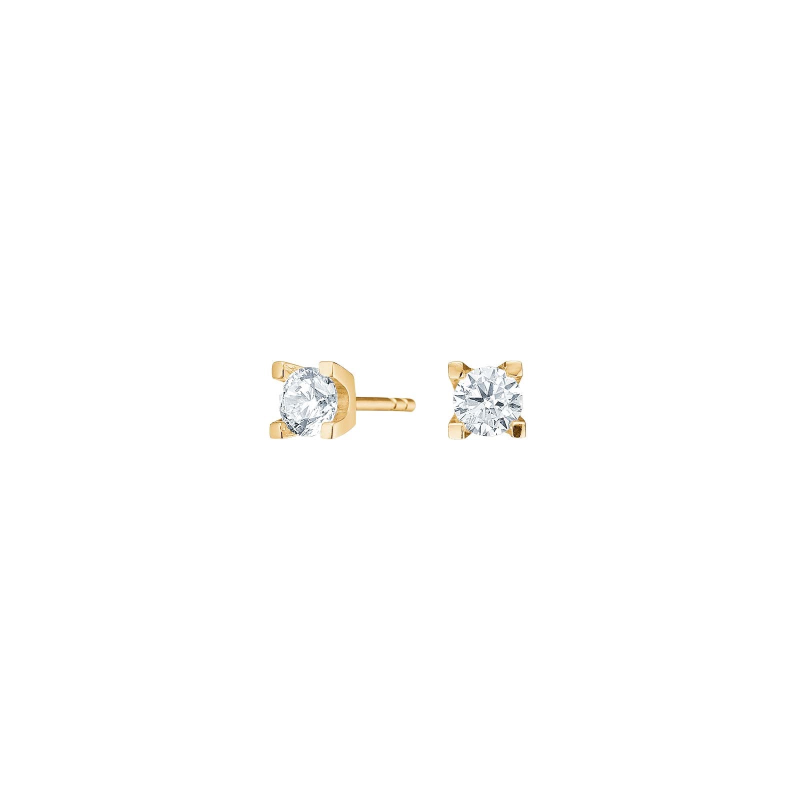 Gold-pl. silver earring w. 4 claws 4,5mm zirconia