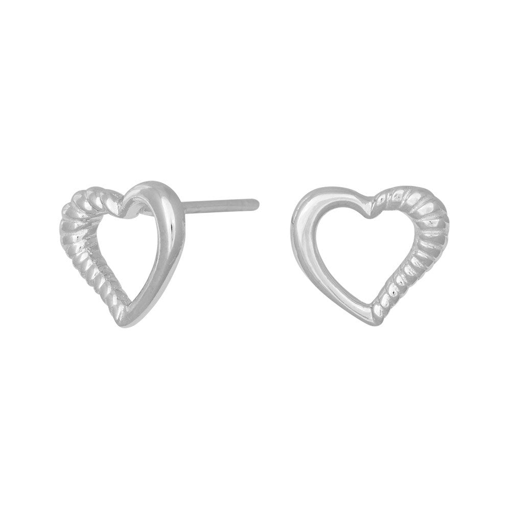 Rhod. Silver earring w. cz  heart