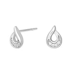 Rhd. Silver earring w. cz. 8mm