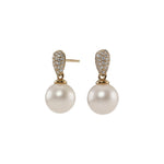 14ct. Gold earrring w. 9mm pearl + 0,21ct TW/SI