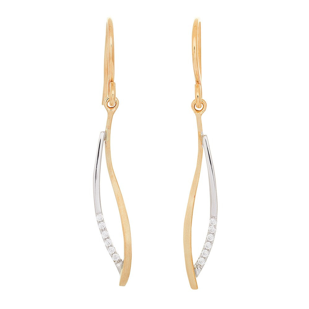 8kt. Bicolor gold earhanger w. cz