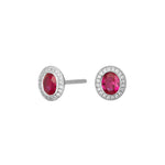 Silver ear studs with zirconia ruby