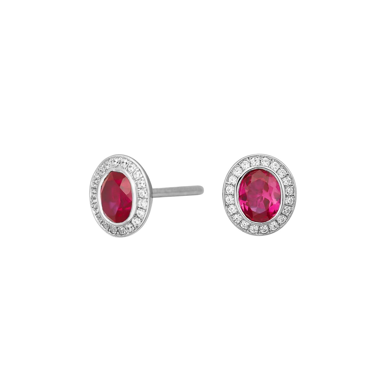 Silver ear studs with zirconia ruby