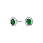 Silver ear studs with zirconia emerald