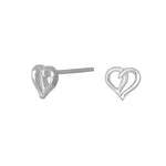 Rhod. silver earring, heart