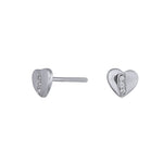 Rhod. silver earrings heart with zirkonia