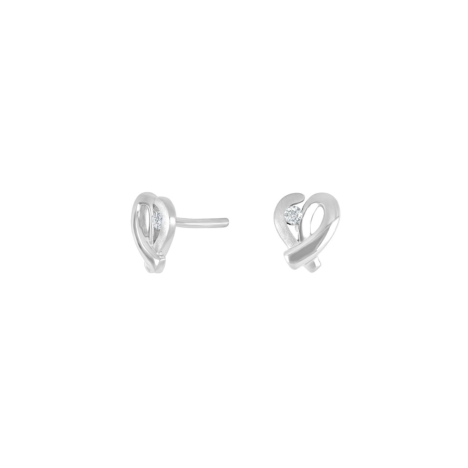 Rhod. silver earrings heart