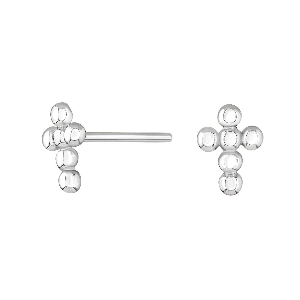 Rhod. silver earrings cross