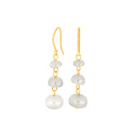 8ct. gold earrings w/3 freshwaterpearls