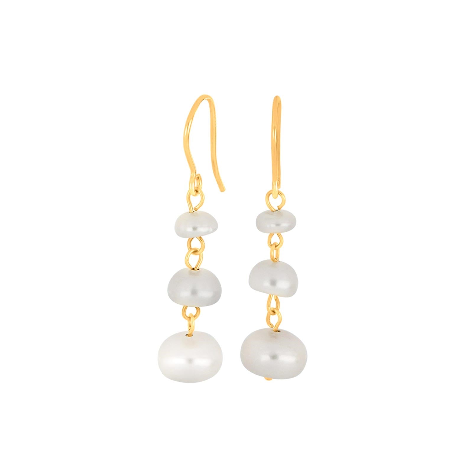 8ct. gold earrings w/3 freshwaterpearls