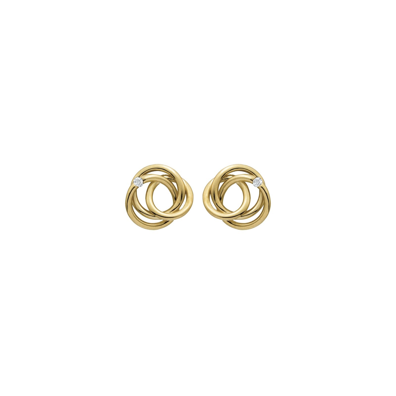 14ct. gold earrings w/dia. 0.020ct. W/SI