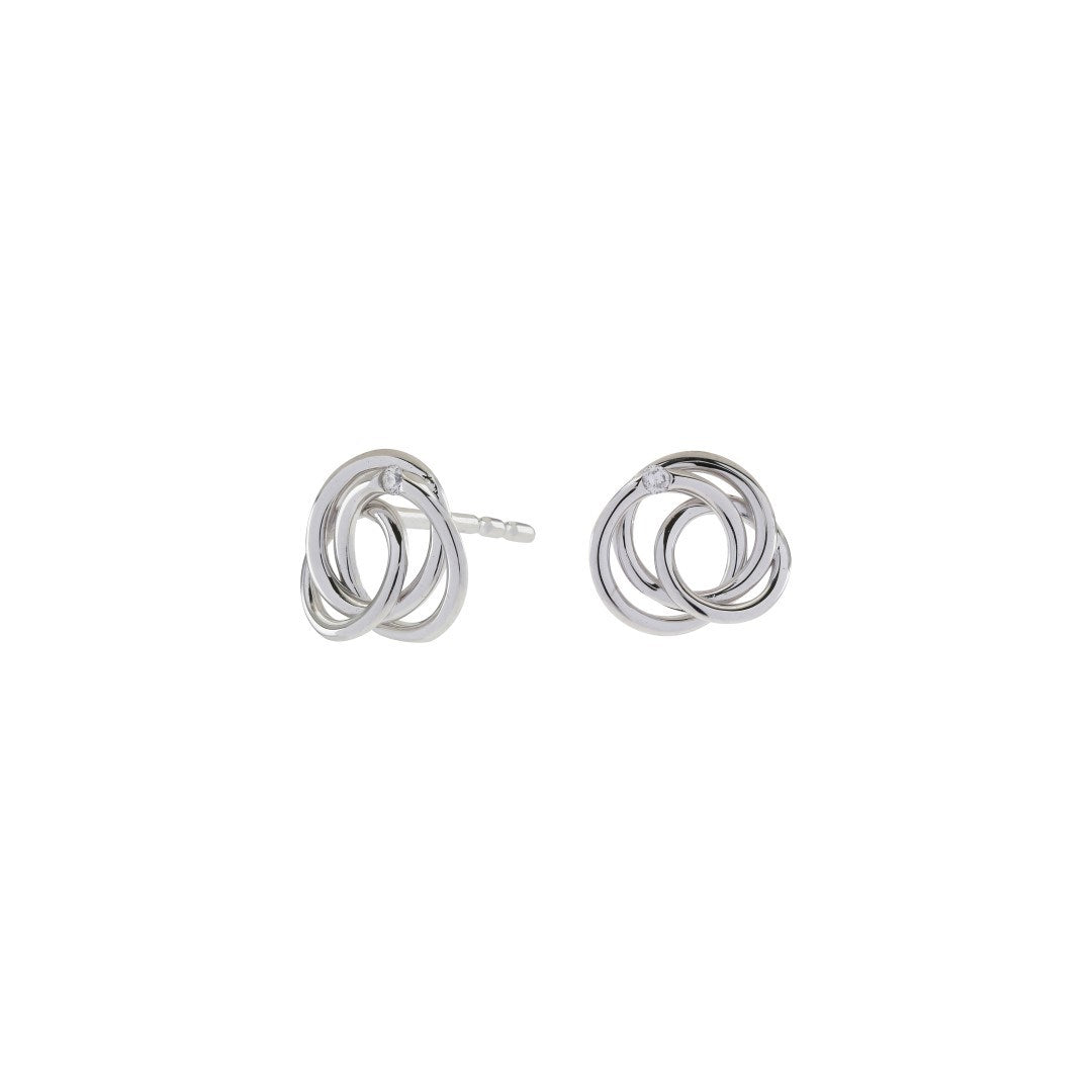 14kt. Weissgoldohrringe m/Dia. 0.020ct W/SI