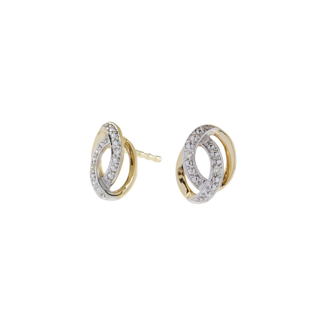 14ct. gold earrings w/dia. 0.020ct W/SI