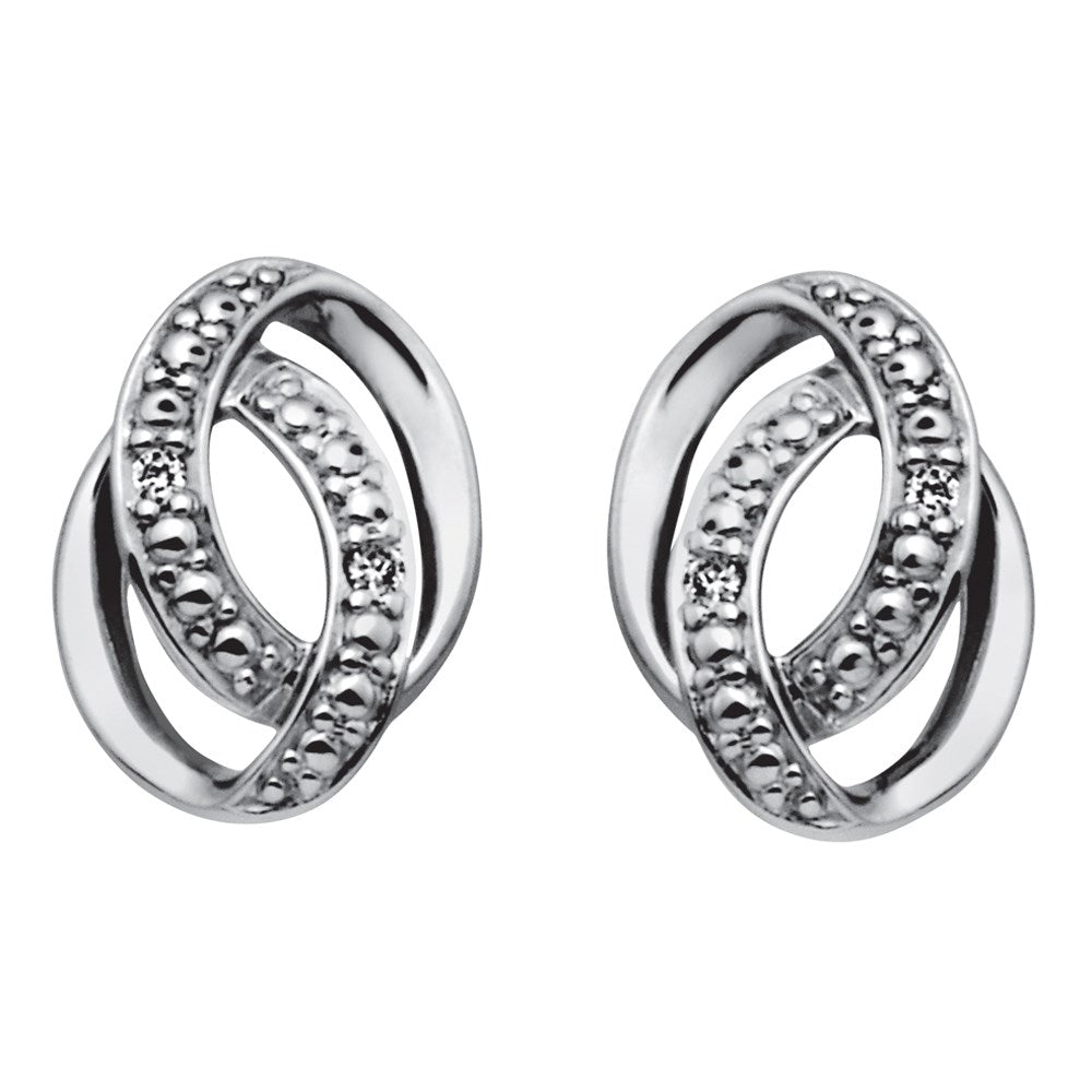 14kt. Weissgoldohrringe m/Dia. 0.020ct W/SI