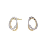 14ct. gold earrings bicolor w/dia. 0.030ct W/SI