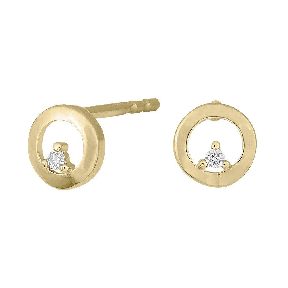 14kt. cirkel ørestik m/ 0,02 ct w/si
