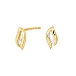 14ct. gold earrings w/dia. 0.02ct W/SI