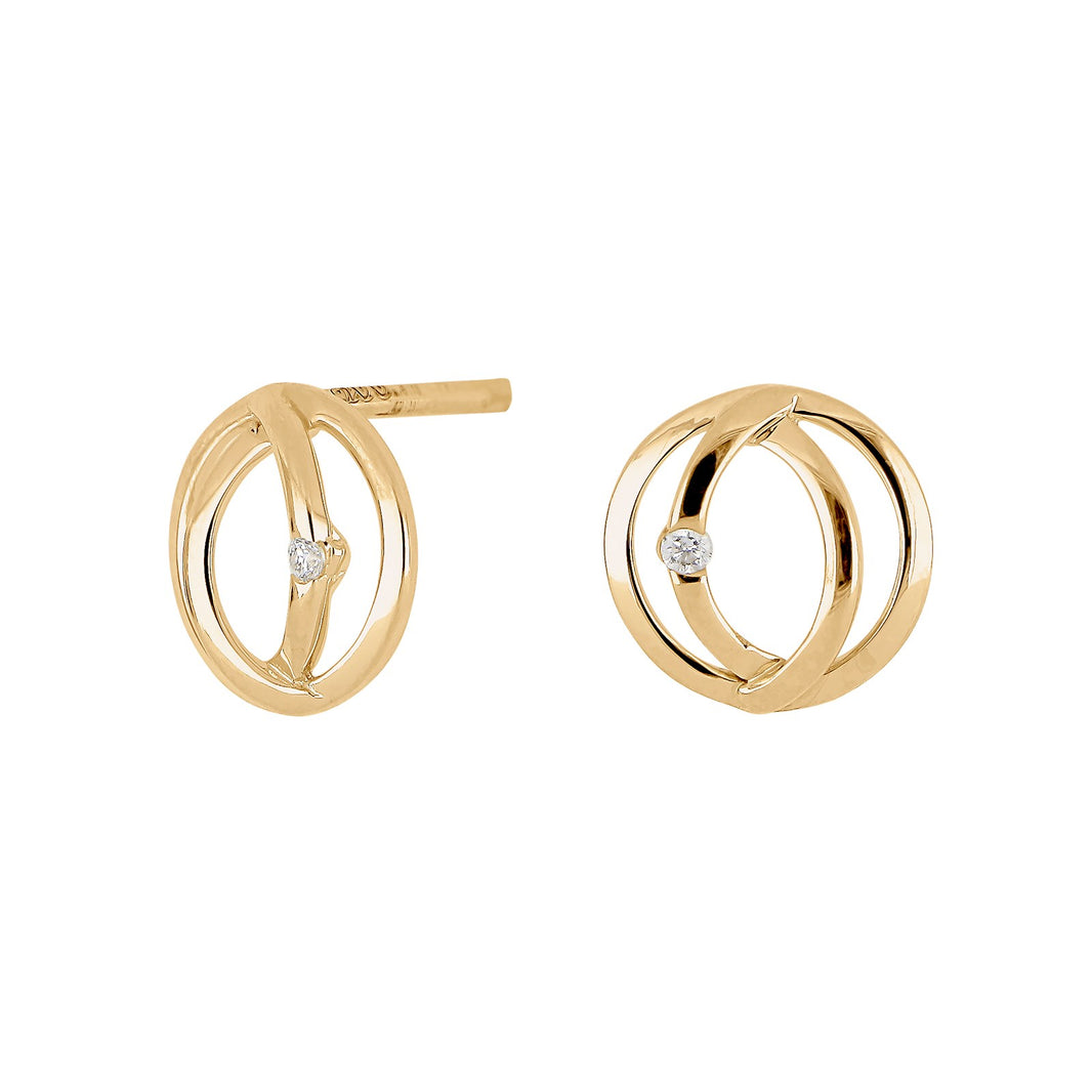 14ct. gold earrings w/dia. 0.02ct W/PI