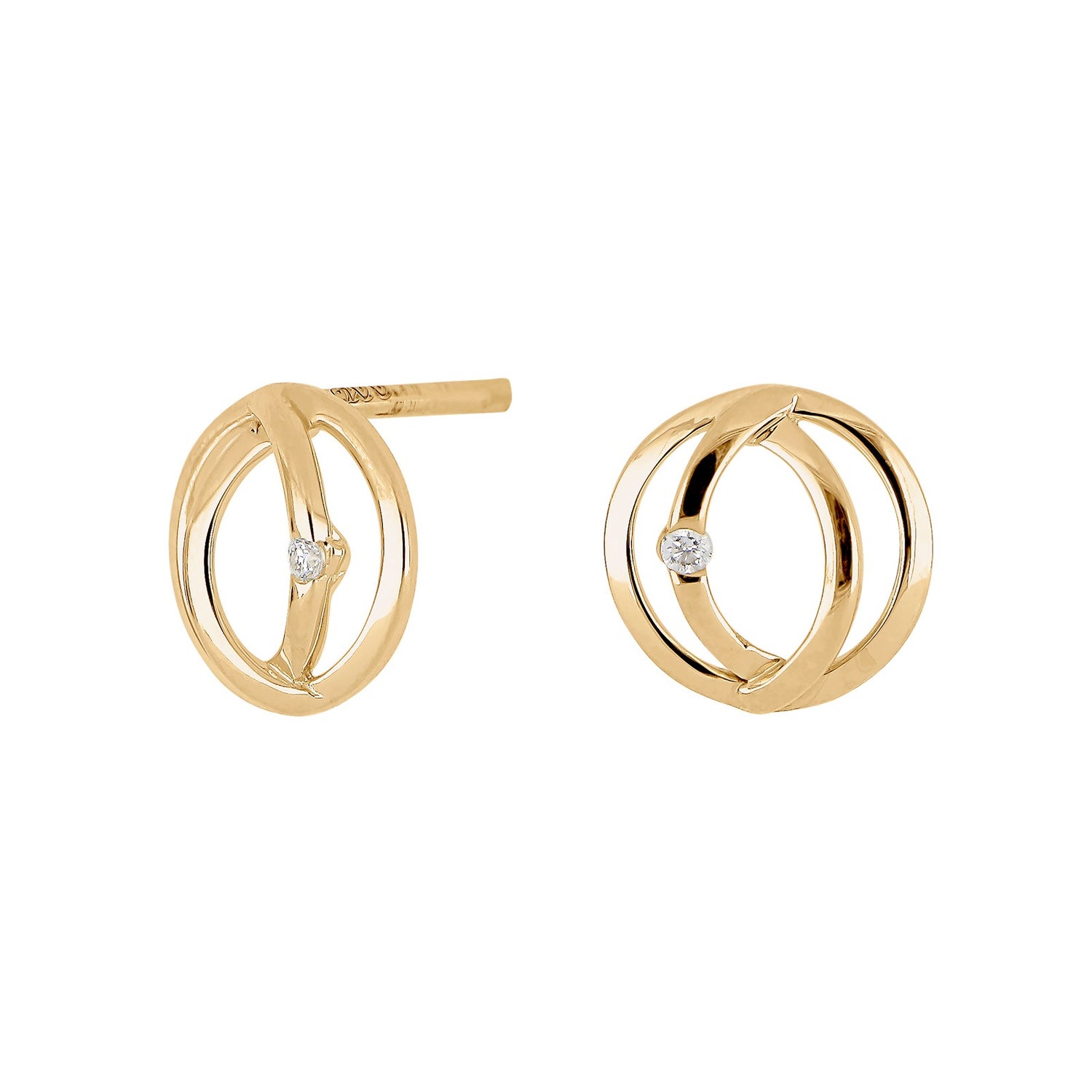 14kt. Goldohrringe m/Dia 0.02ct W/PI