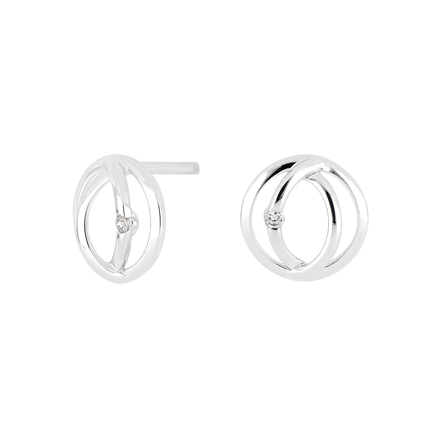 14kt. Weissgoldohrringe m/Dia. 0.02ct W/PI