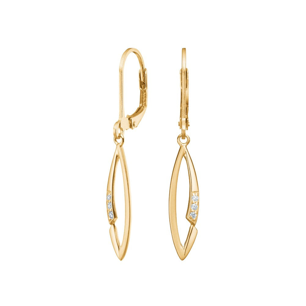 Gold-plated silver drop earrings with cz
