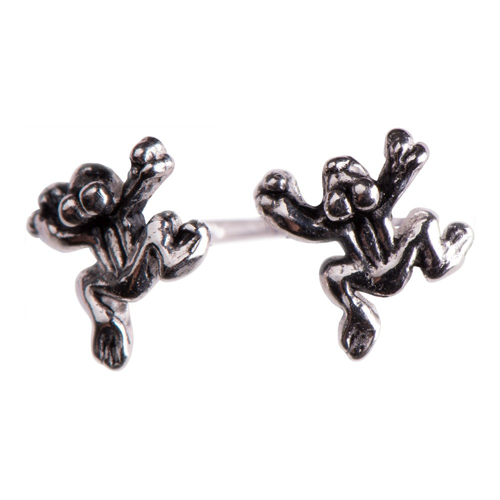 Rhodinierte Silber Ohrstecker Frosch