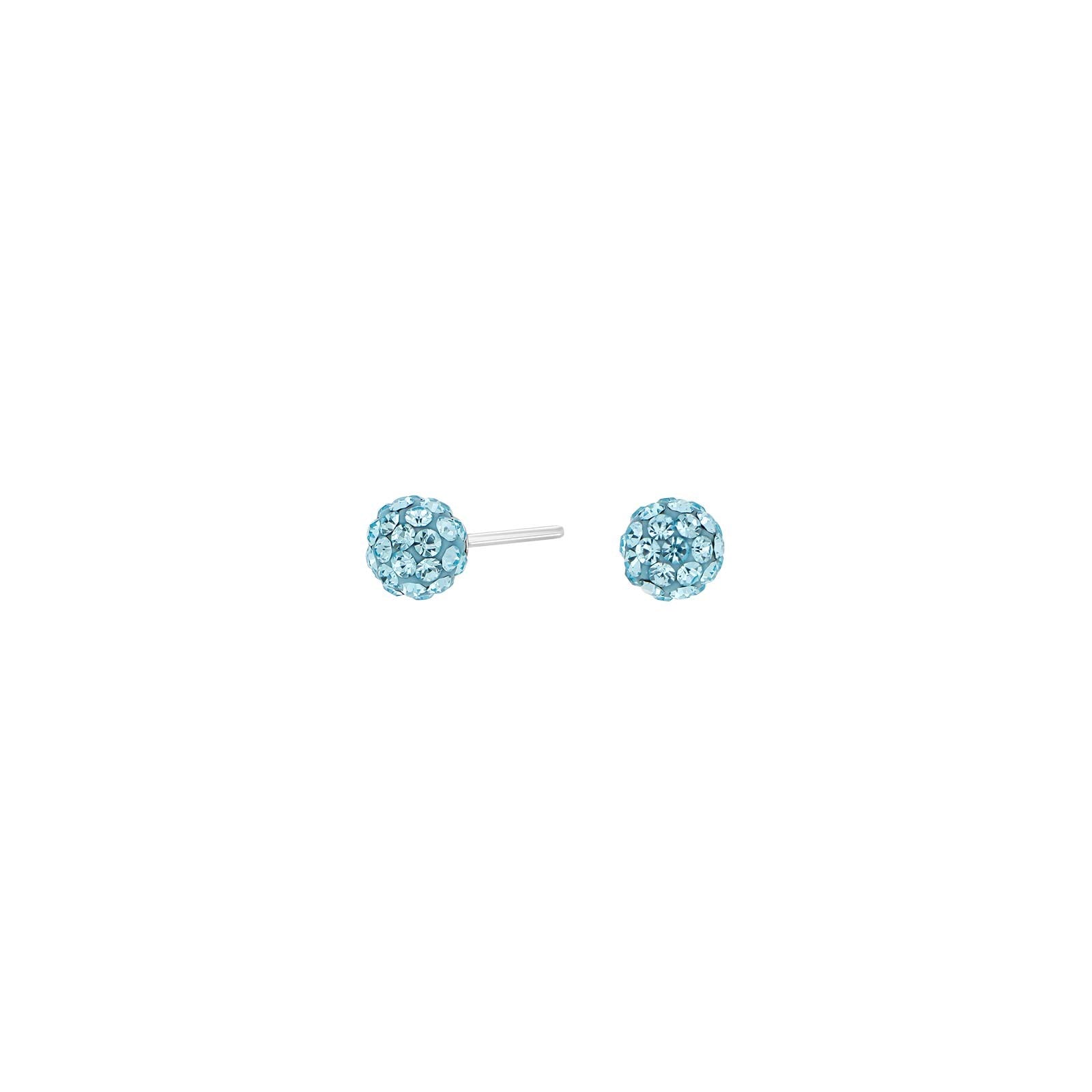 Rhodinierte. Silber Ohrstecker m. Blau cz