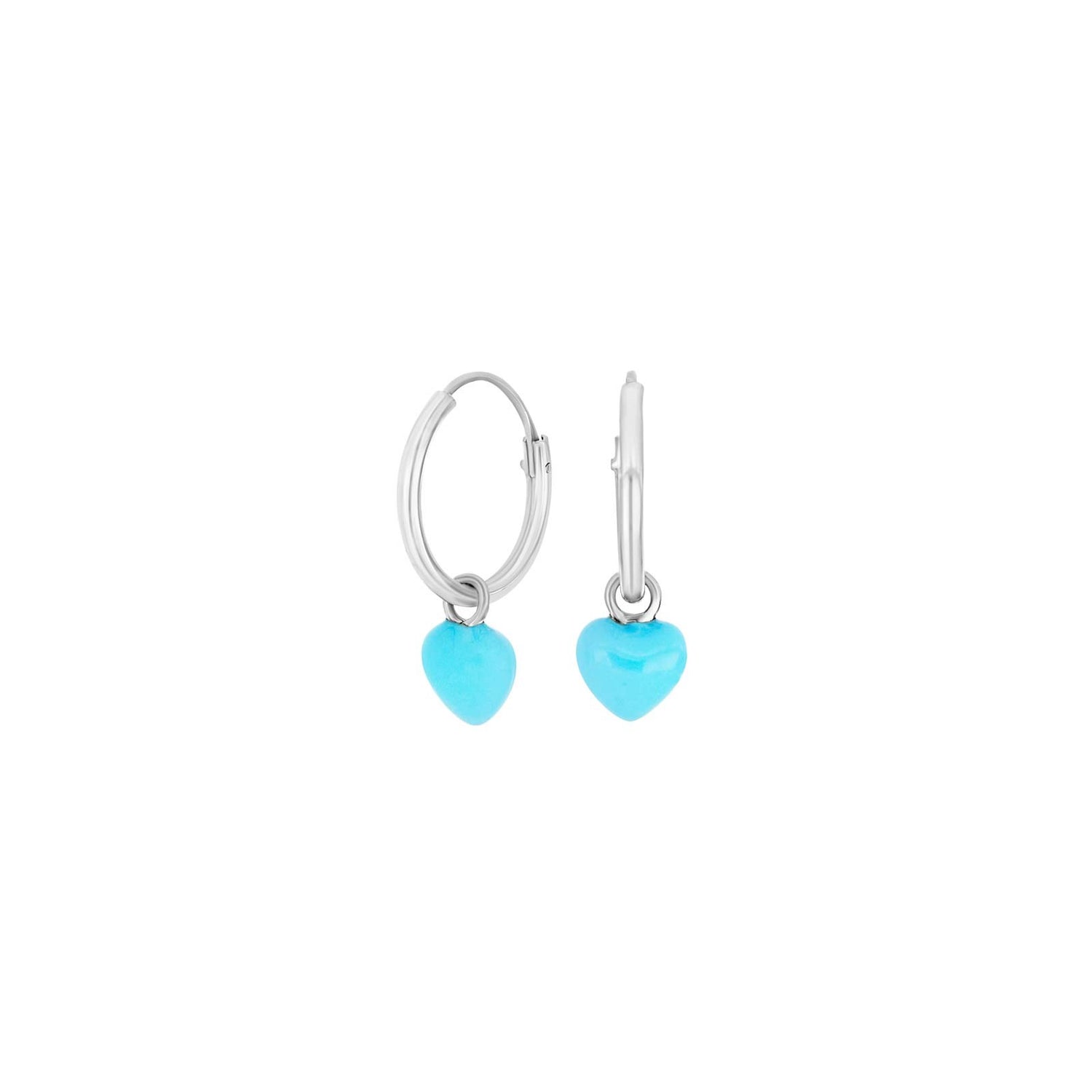 Rhodinierte Silber Creolen Herz m/Blau Emaille